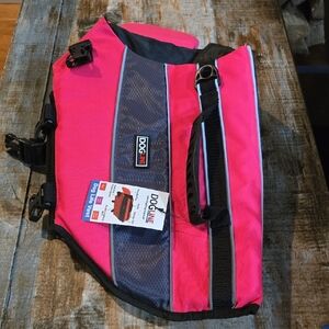 Dogline Pink and Black Dog Life Jacket MEDIUM